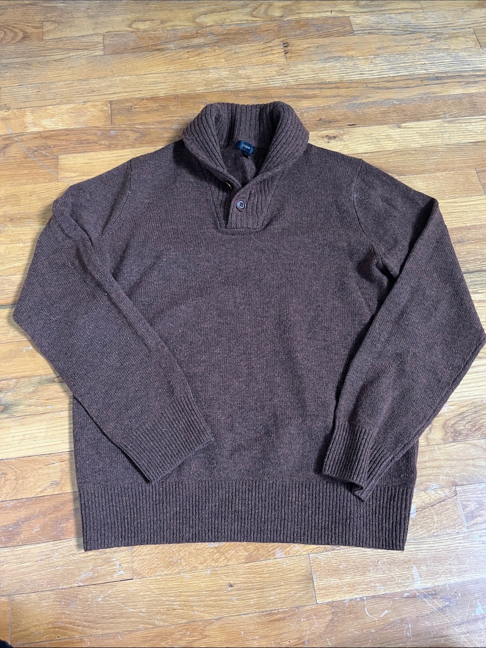 JCrew Wool Brown Shawl Collar Button Sweater